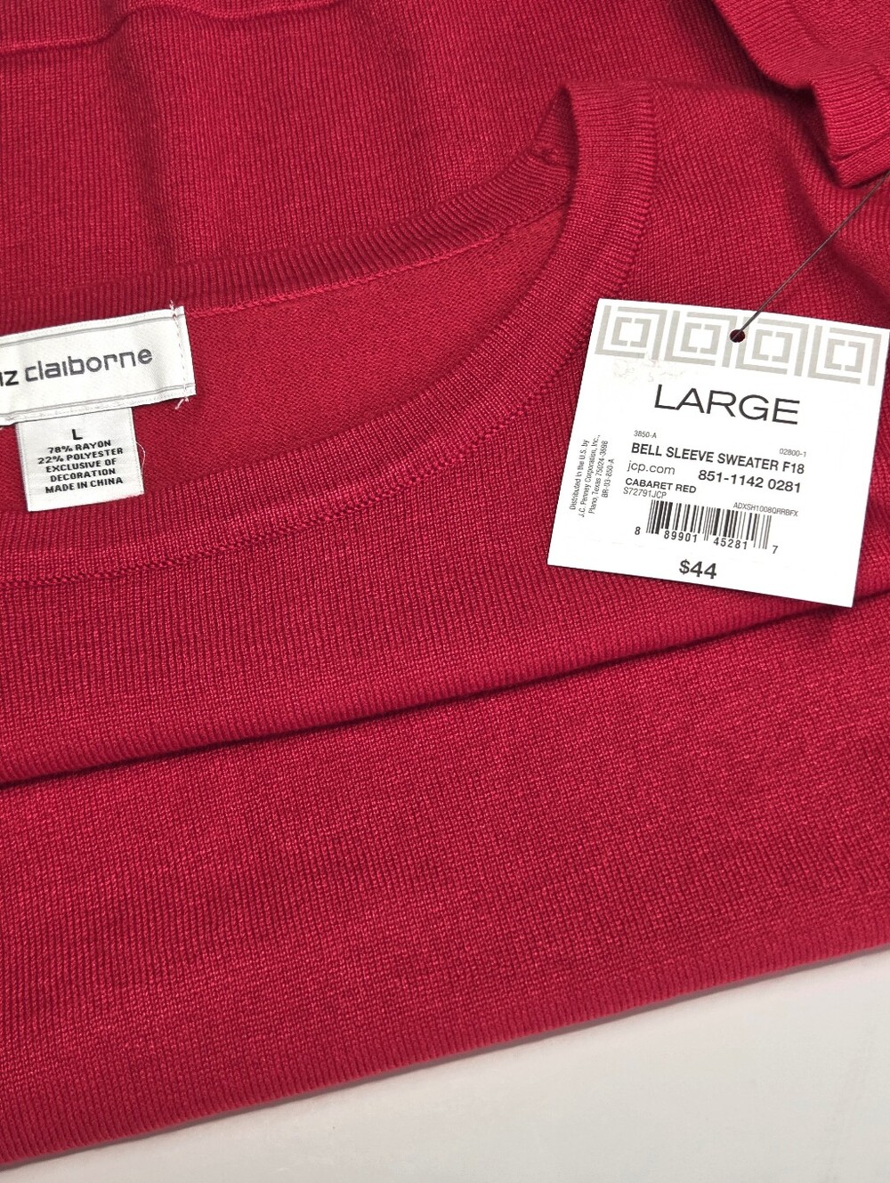 Liz Claiborne Bright Red Women's Knit Pullover - Picture 5 of 11